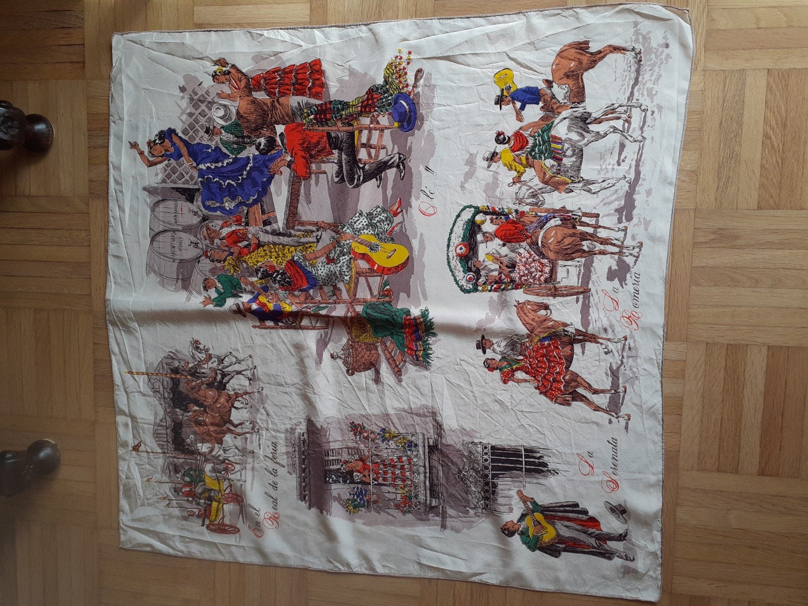 Vintage sjaal, souvenir aan la Romería, Ophalen of Verzenden, Sjaal