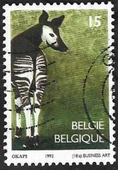 1 Postzegel Zoo Antwerpen Okapi België 1992, Frankeerzegel, Ophalen of Verzenden, Gestempeld, Gestempeld