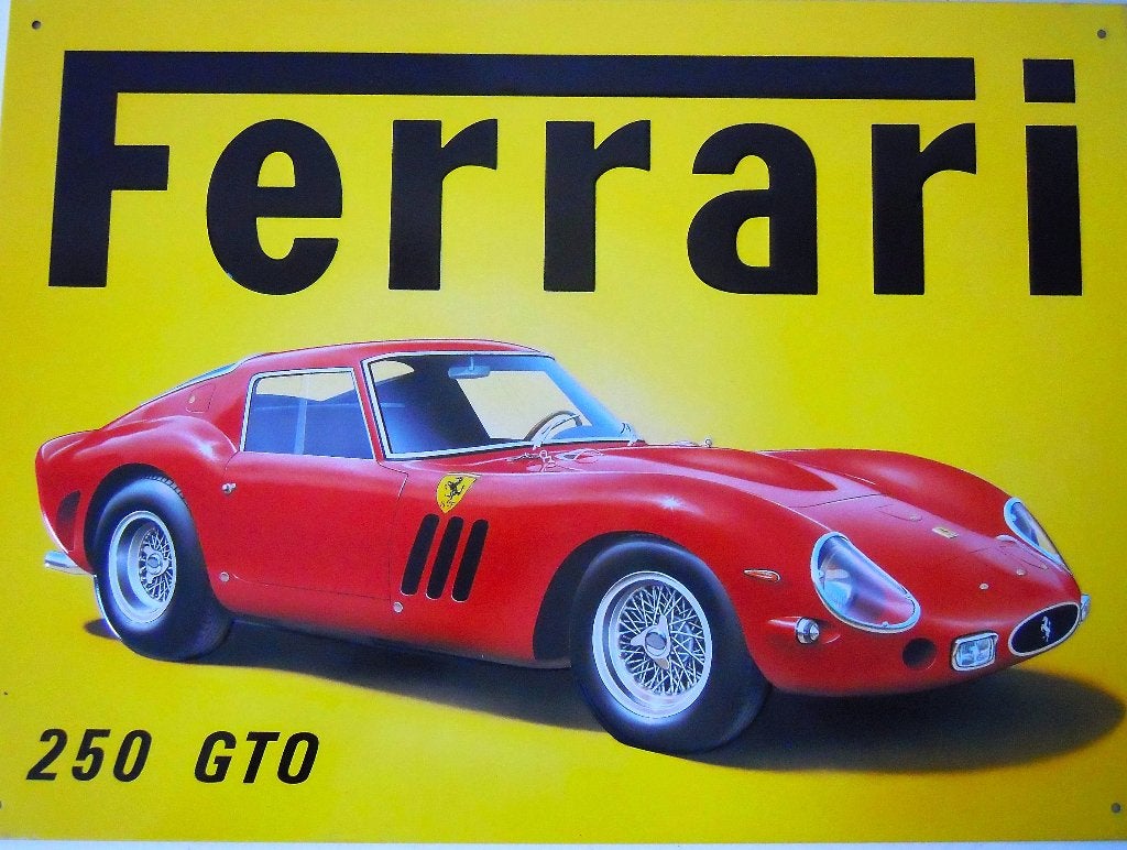 Vintage metal Wallplate Ferrari - 41 x 30 cm, Metaal, 30 cm, Vintage, Nieuw