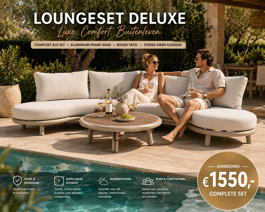 loungeset Deluxe, Ophalen, 4 zitplaatsen, Bank, Loungeset