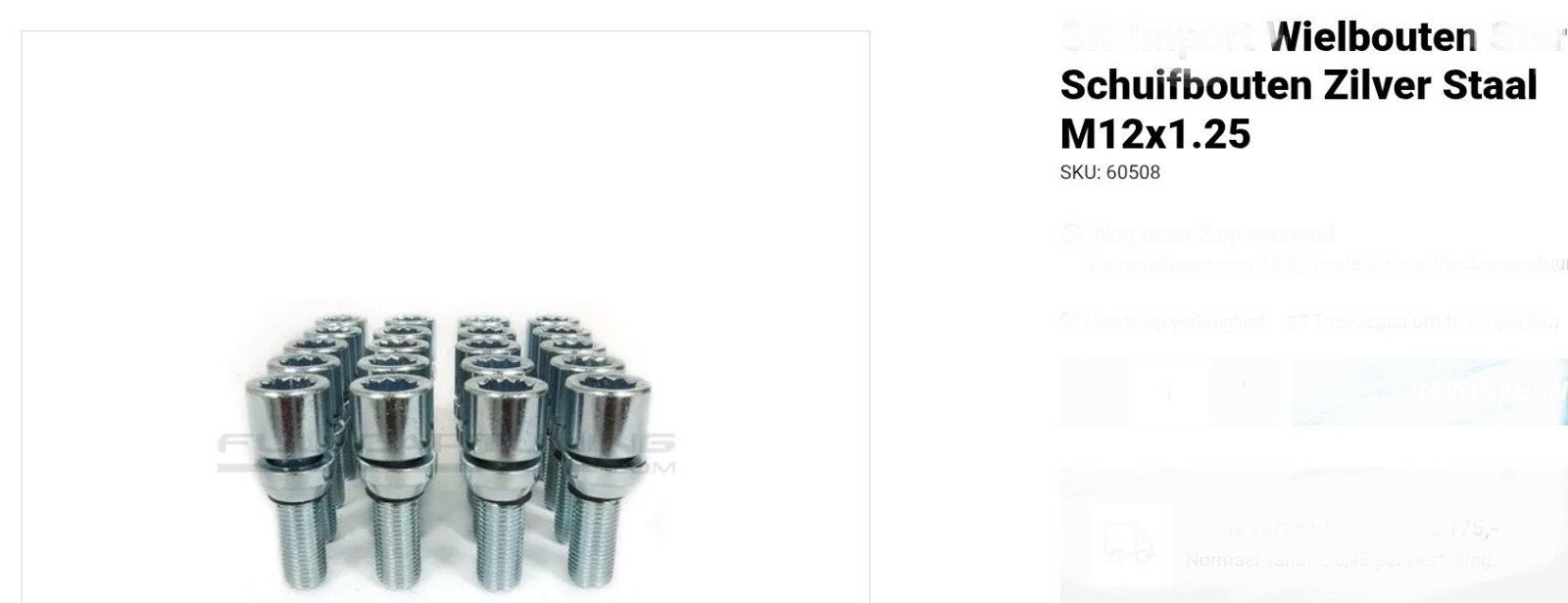 schuifbouten  M12x1.25 voor velgen, nooit gebruikt, Ophalen of Verzenden