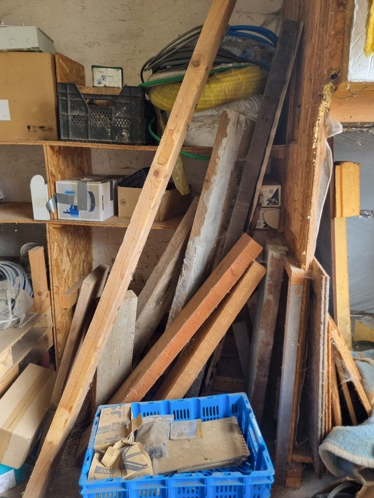 Garage met bouwmaterialen - uit te zoeken!, Doe-het-zelf en Bouw, Ophalen, Gebruikt, Overige materialen, Overige typen