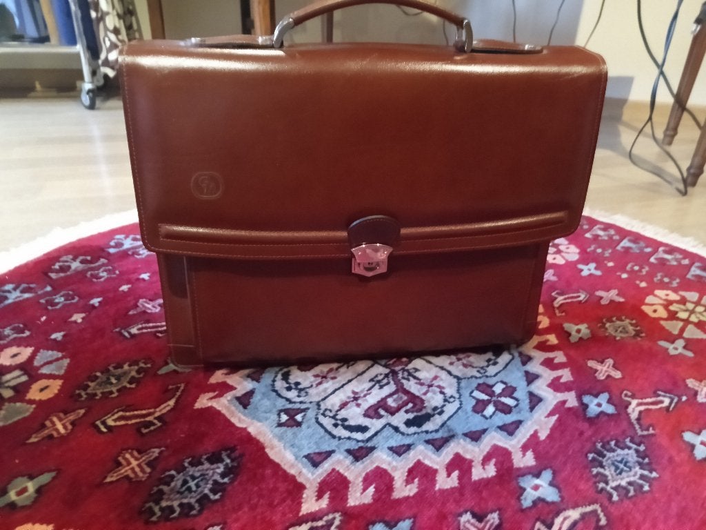 Mallette en cuir, Neuf, Cuir, 30 à 40 cm, Brun