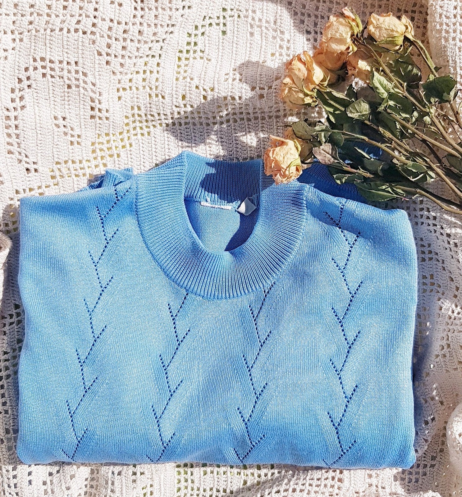 Vintage blauwe RETRO trui, Kleding | Dames, Blauw, Ophalen of Verzenden, Zo goed als nieuw, Maat 36 (S)