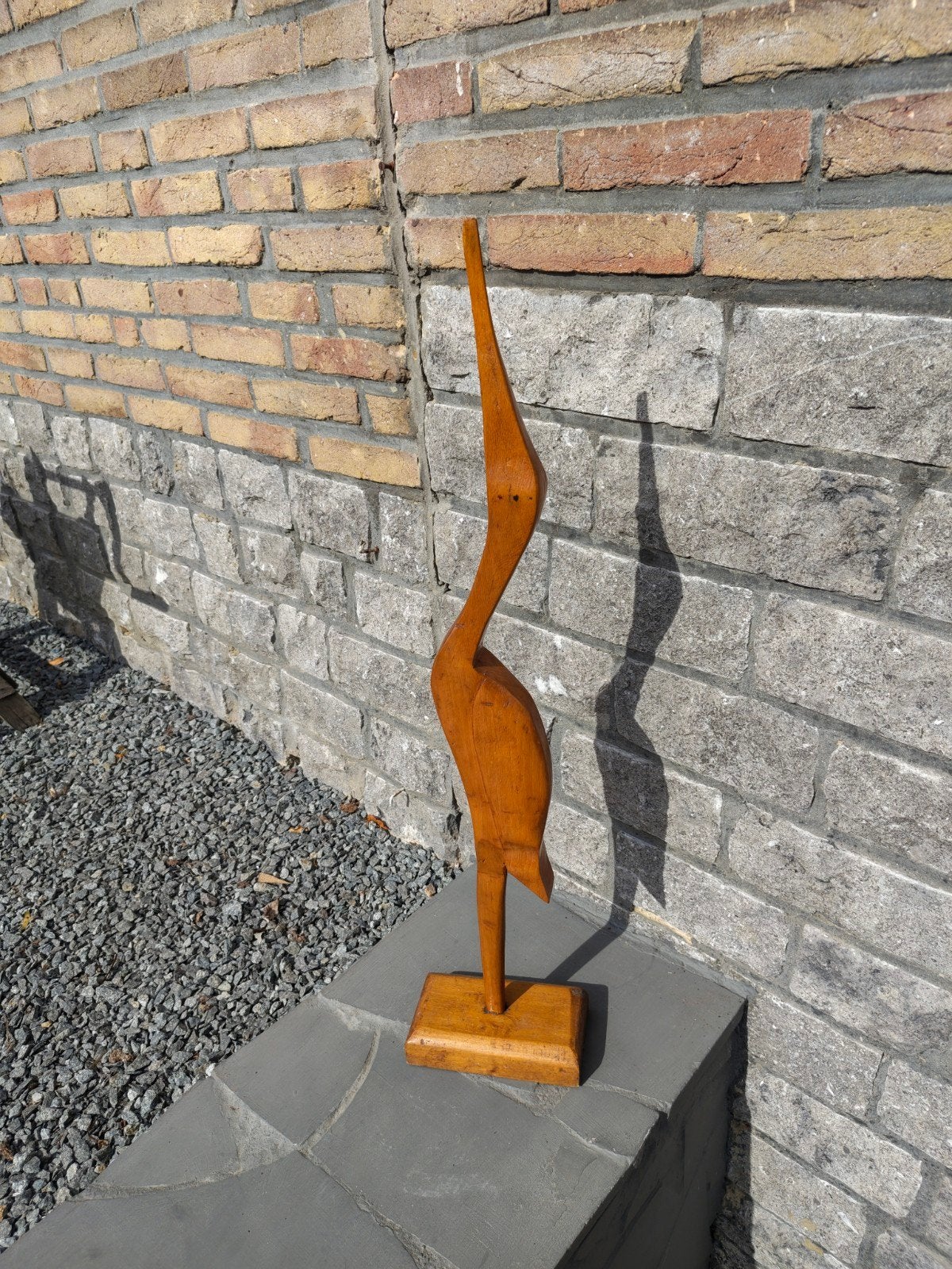 houten beeld reiger / ooievaar / hoogte: 80 cm, Ophalen of Verzenden
