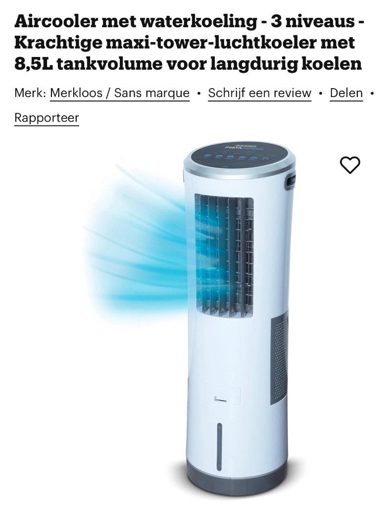 Aircooler met waterkoeling, Elektronische apparatuur, Ventilatoren, Ophalen, Ventilator met afstandsbediening, Zo goed als nieuw