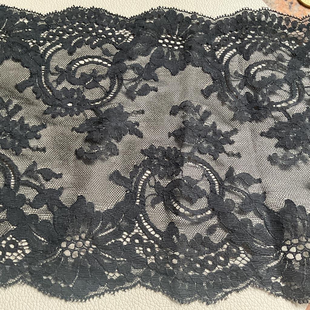 Prachtige oude zwarte kant, mooi vr oude kledij, jabot…, Ophalen of Verzenden, Kant