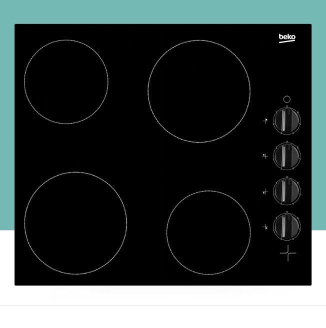 Vitrokeramisch inbouwkookplaat 60 cm Beko, Ophalen, Gebruikt, Keramisch, 4 kookzones
