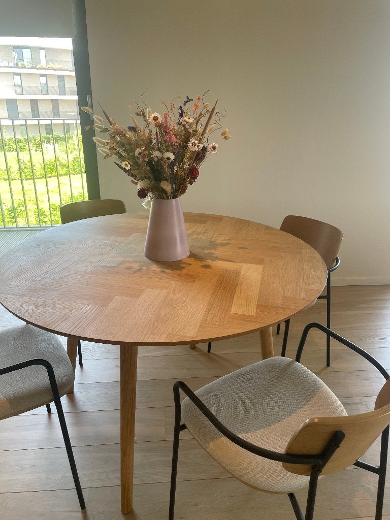 Table à manger ronde - Ø 120 cm - Chêne/Chevron, Maison & Meubles, Tables | Tables à manger, Comme neuf, 100 à 150 cm, 100 à 150 cm