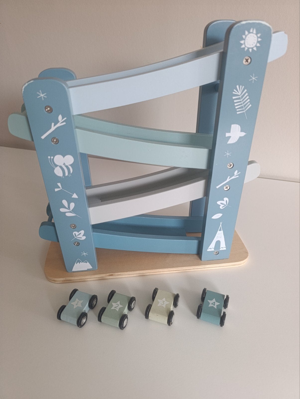 houten autobaan met 4 autootjes Little Dutch, Ophalen