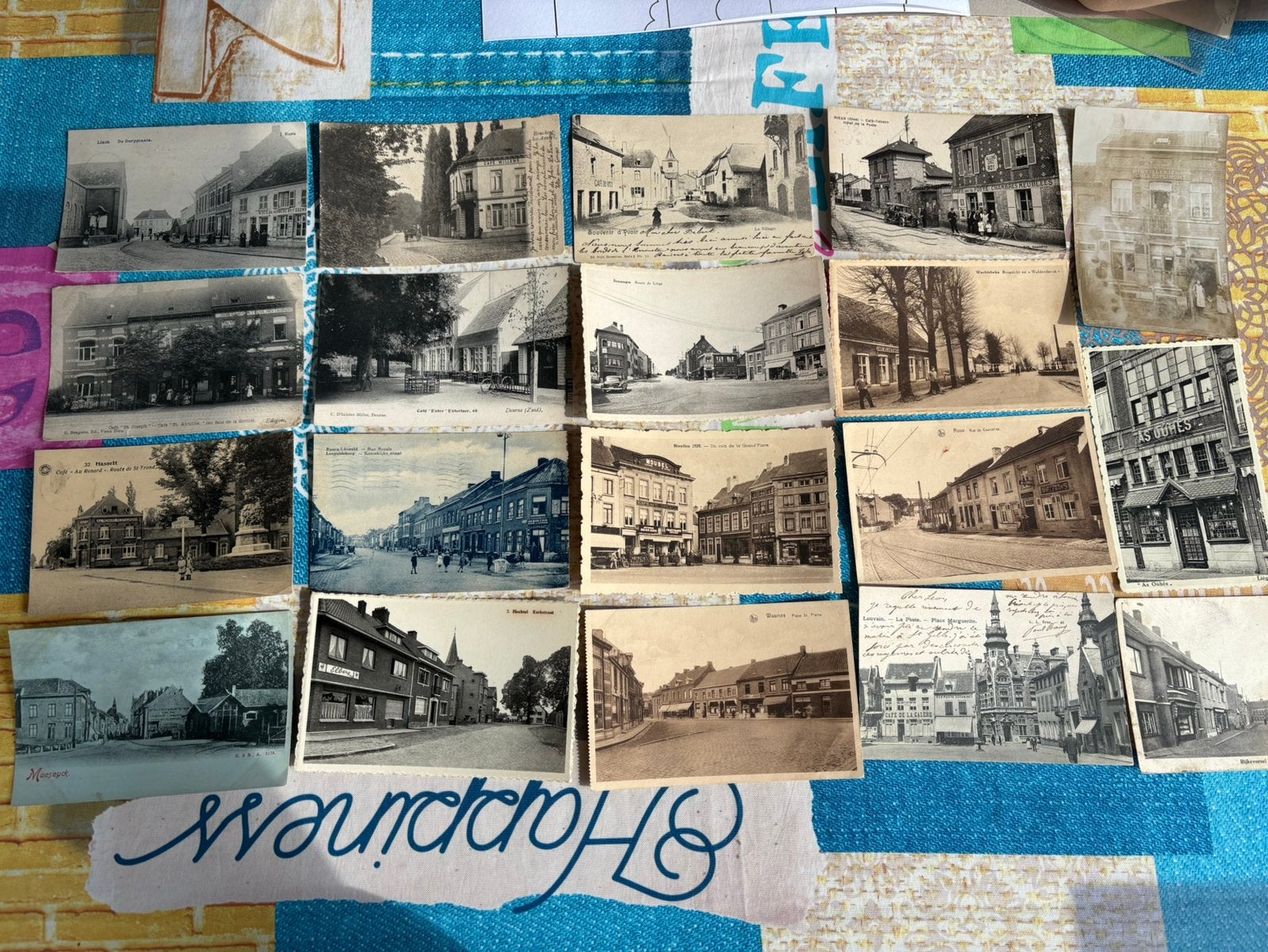 Lot 19 oude postkaarten Belgie cafe’s ,reclame, Ophalen of Verzenden