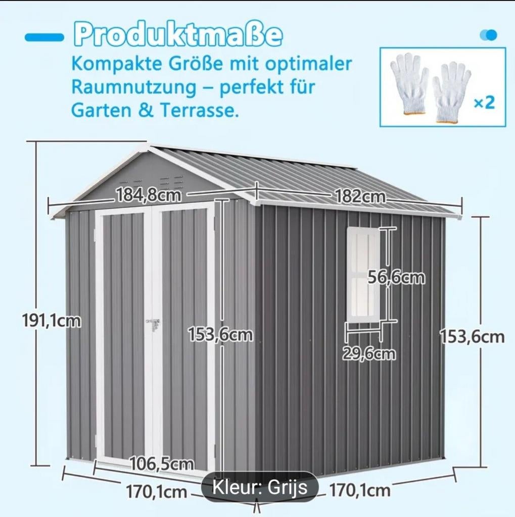 Nieuw in de doos metalen tuinberging, Enlèvement, Métal, Abri de jardin
