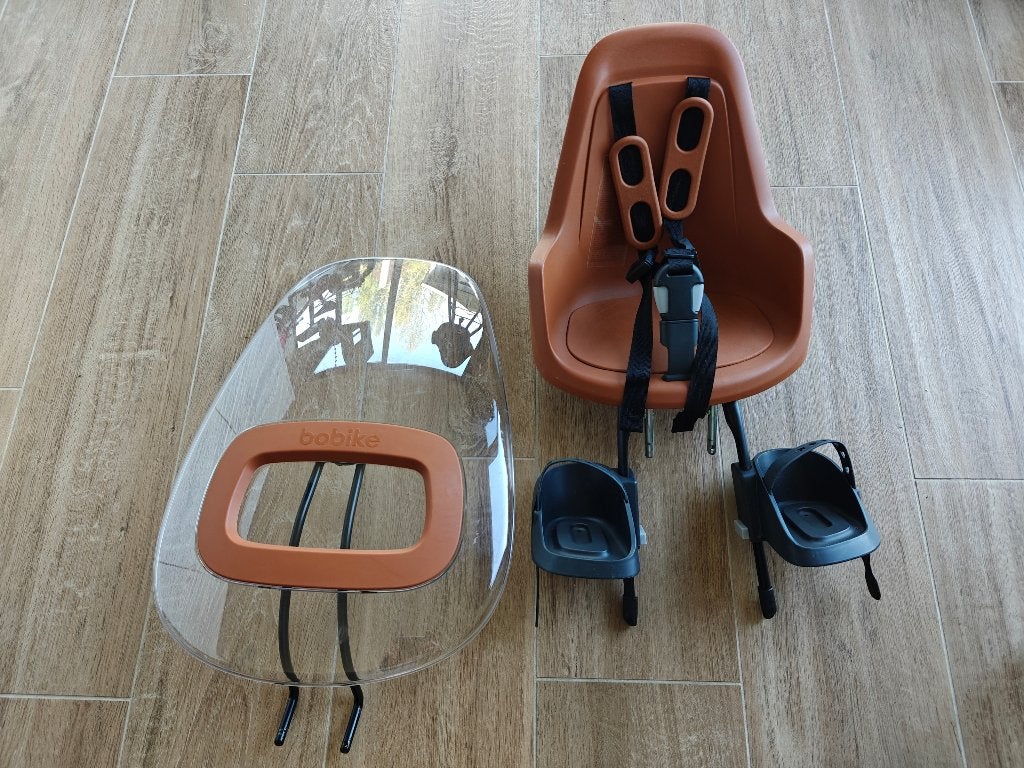 BOBIKE GO Mini fietsstoeltje + Windscherm, Ophalen, Voetsteuntjes, 0 t/m 18 kg, Voorzitje
