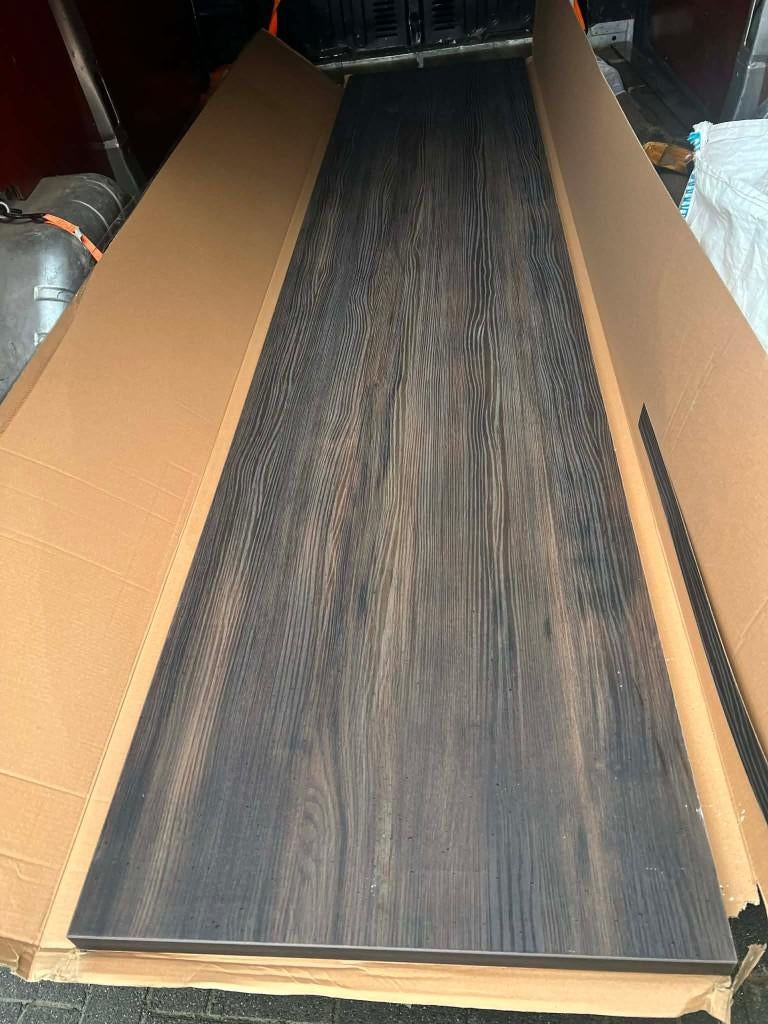 Werkblad  300 cm, Huis en Inrichting, Keuken | Keukenelementen, Nieuw, 200 cm of meer, 50 tot 100 cm, 25 tot 50 cm, Wit, Bruin