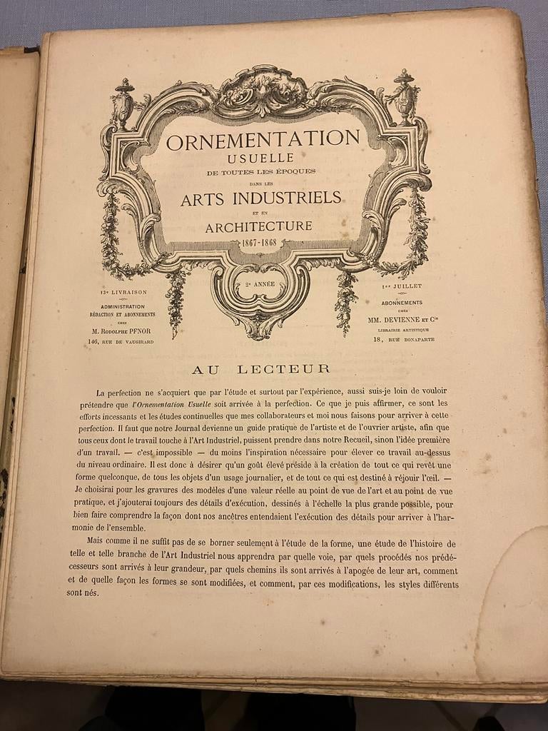 Ornementation Usuelle 1867-1868 avec 48 estampes, Enlèvement ou Envoi