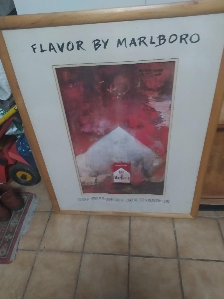 vintage, originele, ingekaderde grote poster van Marlboro., Verzamelen, Ophalen, Rechthoekig Staand, Met lijst, Zo goed als nieuw
