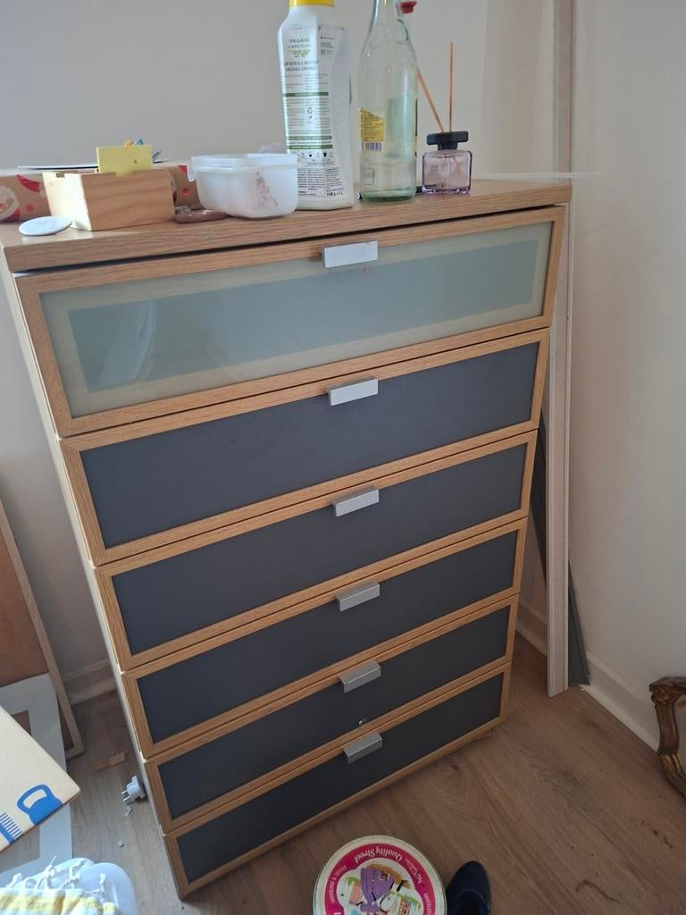 Commode 6 tiroirs en finition chêne., Maison & Meubles, Enlèvement