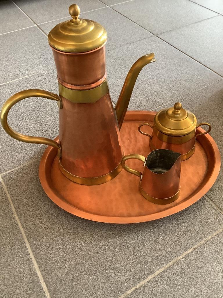 Koperen koffieset met dienblad, Ophalen