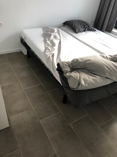 Lattenbodem met potenset en matras Bultex 90 x 200, Huis en Inrichting, Ophalen, 90 cm, Eenpersoons, Zo goed als nieuw