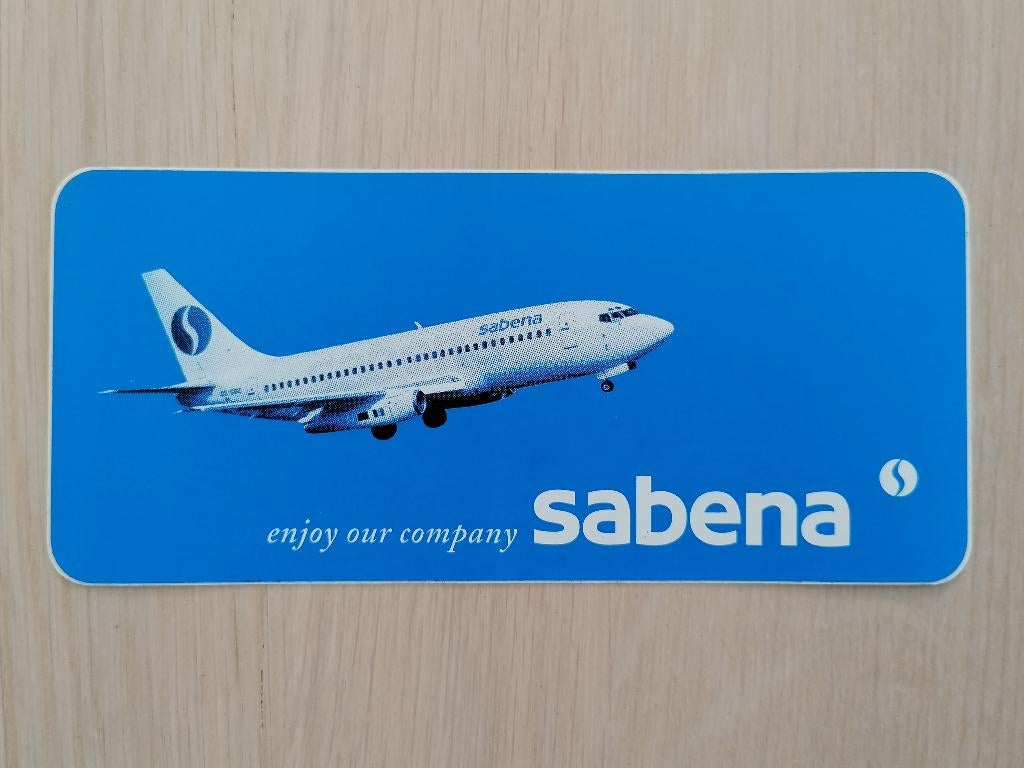 Sabena Sticker23 Boeing B737 OO-SDD enjoy our company 7x15,5, Ophalen of Verzenden, Nieuw, Bedrijf of Vereniging