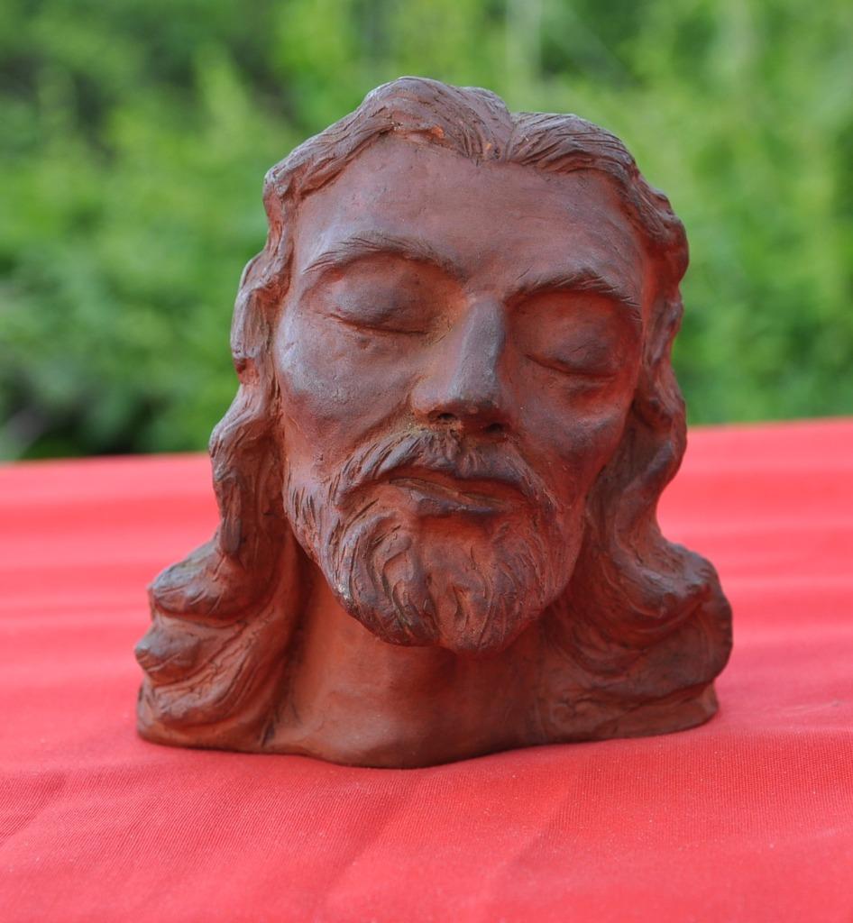tête de christ en terre cuite signée leclercq, Enlèvement ou Envoi