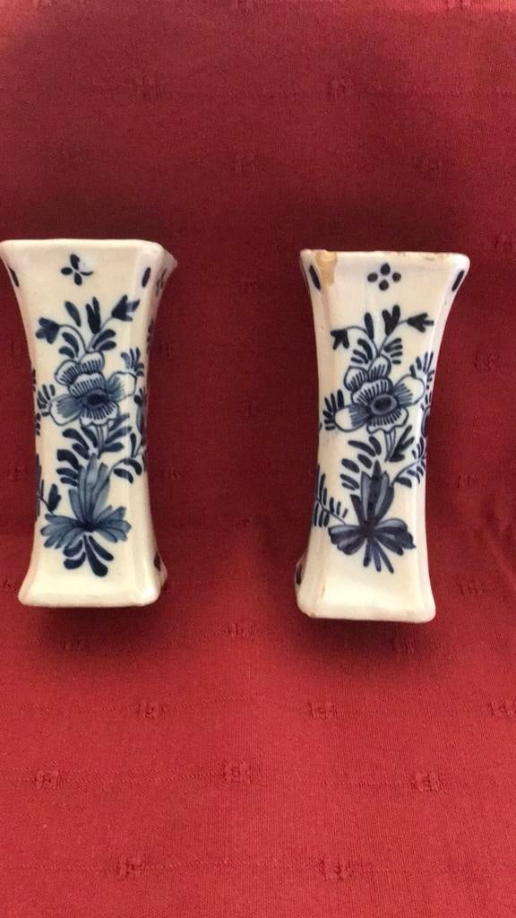 Paire vases cornet Delft 18ème., Antiquités & Art