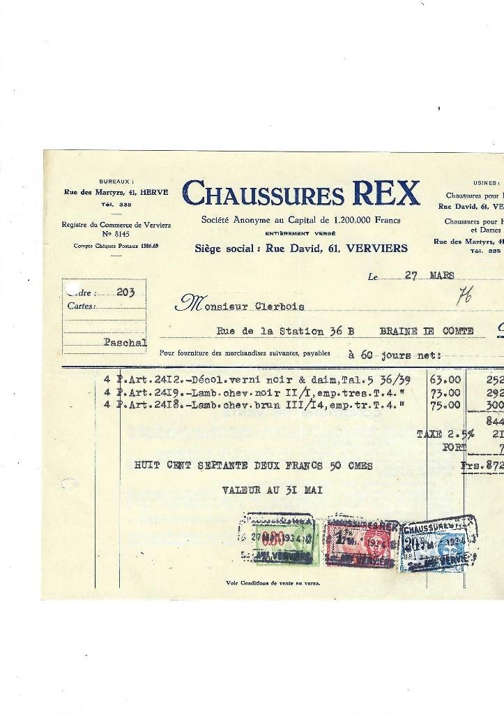 Ancienne facture 1934, Enlèvement ou Envoi, Utilisé