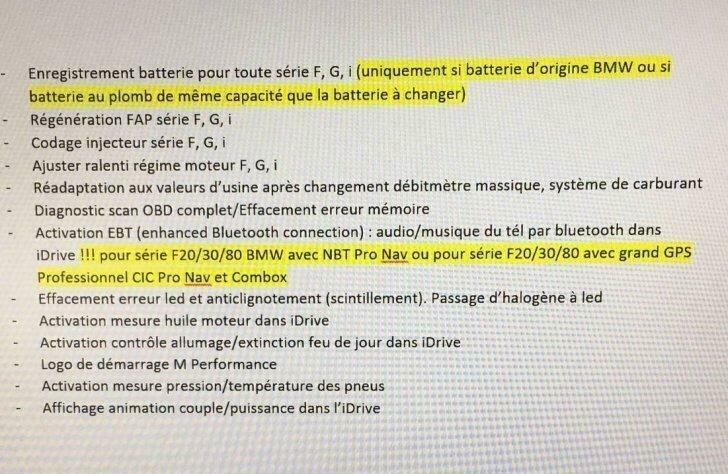 Codage/activation option/diagnostic/MAJ GPS BMW