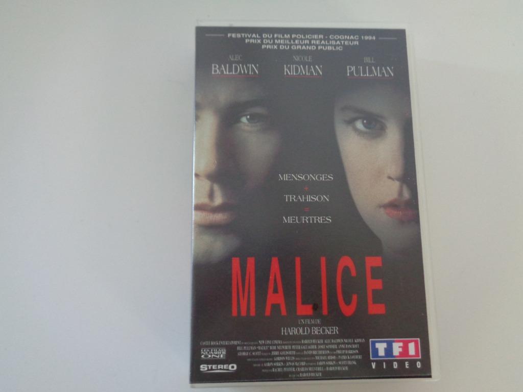Cassette Vidéo Malice VHS - 1993- 1995, Ophalen of Verzenden, Gebruikt, Thrillers en Misdaad