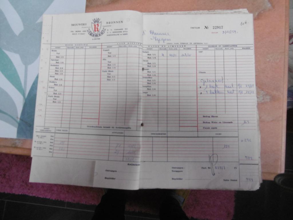 oude facturen 1959 van brouwerij roman, met kredietnotas, Ophalen of Verzenden, Gebruikt, Overige typen, Overige merken