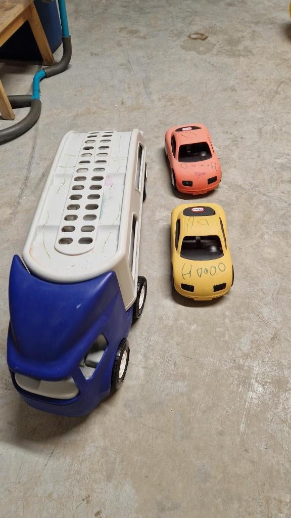 Speelgoed vrachtwagen + auto's, Ophalen, Gebruikt