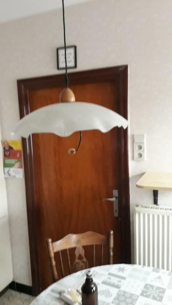 Retro keuken lamp in hoogte verstelbaar, Ophalen, Zo goed als nieuw, Glas, 75 cm of meer