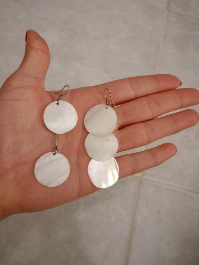 Boucles d'oreilles asymétriques, Handtassen en Accessoires, Oorbellen, Overige materialen, Hangers, Verzenden, Wit