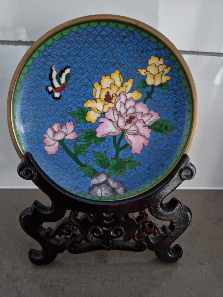 Bordje in Cloisonné met staander, Oriental, Comme neuf, Enlèvement, Multicolore