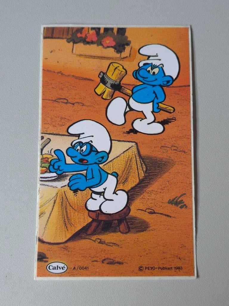 Autocollant Schtroumpf Calvé, Envoi, Comme neuf, Différents Schtroumpfs, Autres types