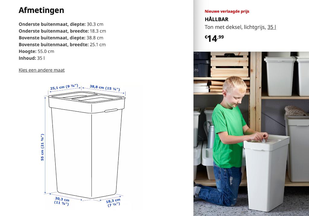 Poubelle de tri des déchets - Panier à linge Ikea Hallbar, Enlèvement, Utilisé