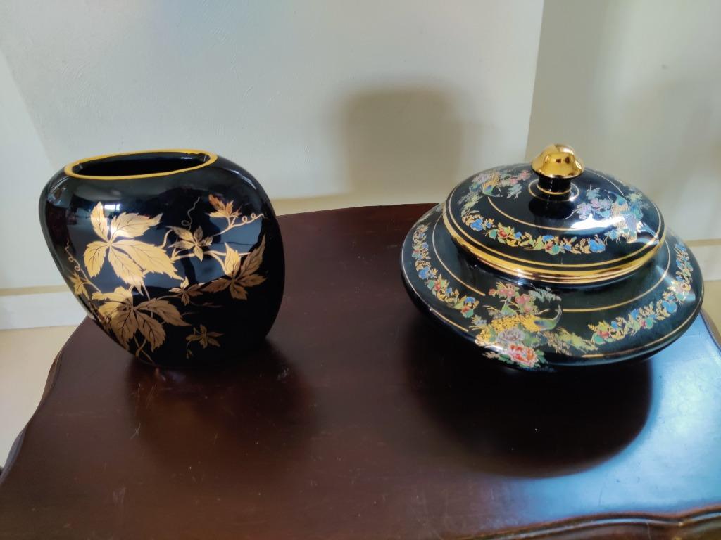 2 Griekse vazen met 24 karaat goudtekeningen, Antiek en Kunst, Ophalen