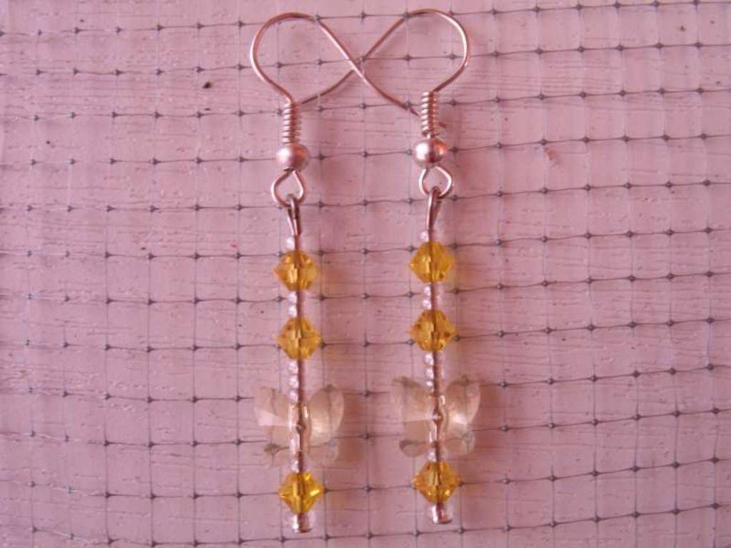 Swarovski oorringen: vlinder: jonquil, Met kristal, Hangers, Geel, Nieuw