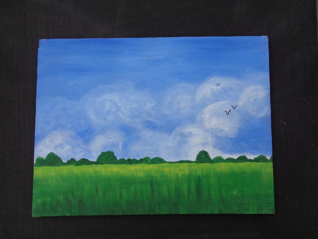 moderne schilderij met landschap 30 x 40 cm, Antiek en Kunst, Kunst | Schilderijen | Modern, Ophalen
