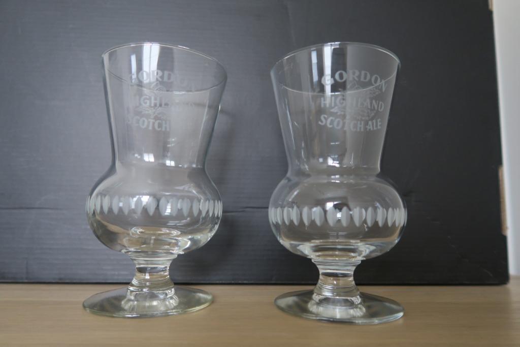 2 vintage glazen Gordon Highland Scotch ale, Ophalen of Verzenden, Nieuw, Bierglas