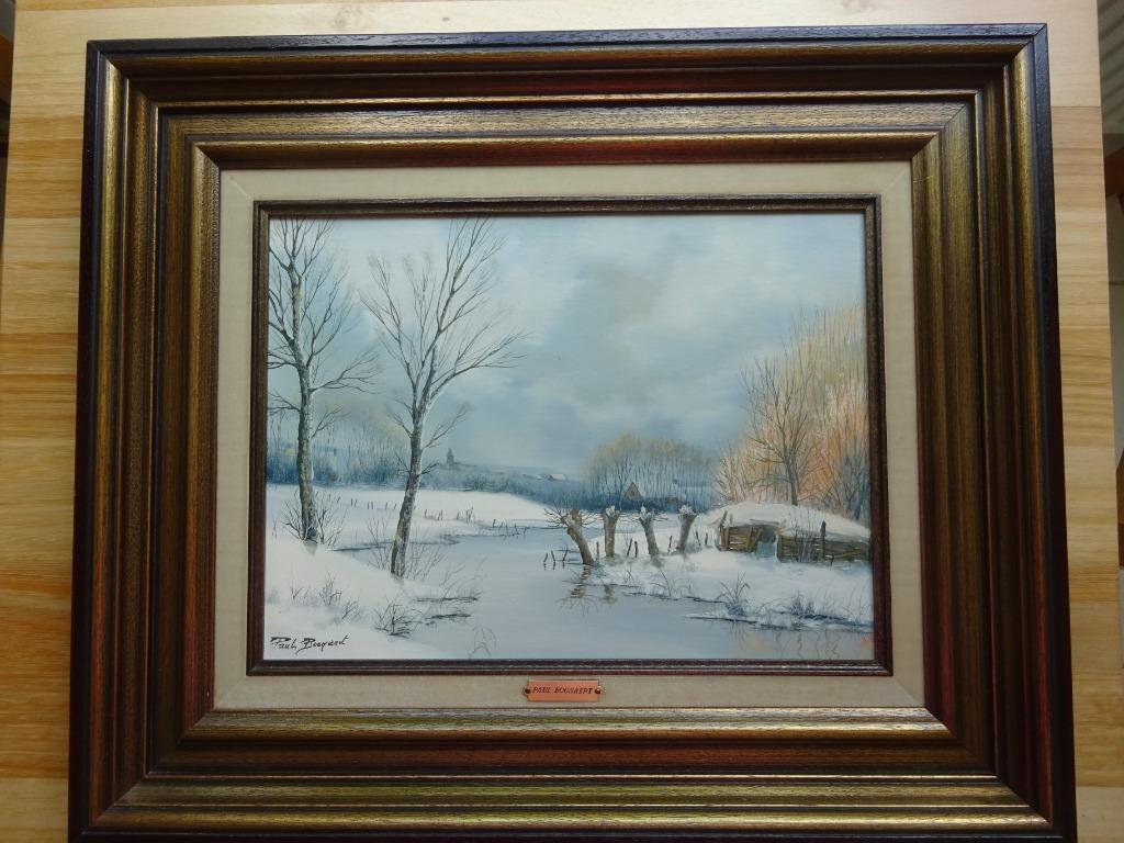 Paul Boonaert, doek, winterrivier, 30 x 40 cm, Enlèvement ou Envoi
