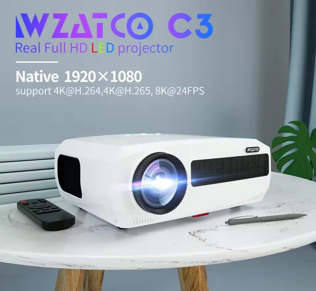HD LED Projector Wifi Native 1080p 4K Keystone Bluetooth..., Ophalen of Verzenden, Zo goed als nieuw, LED