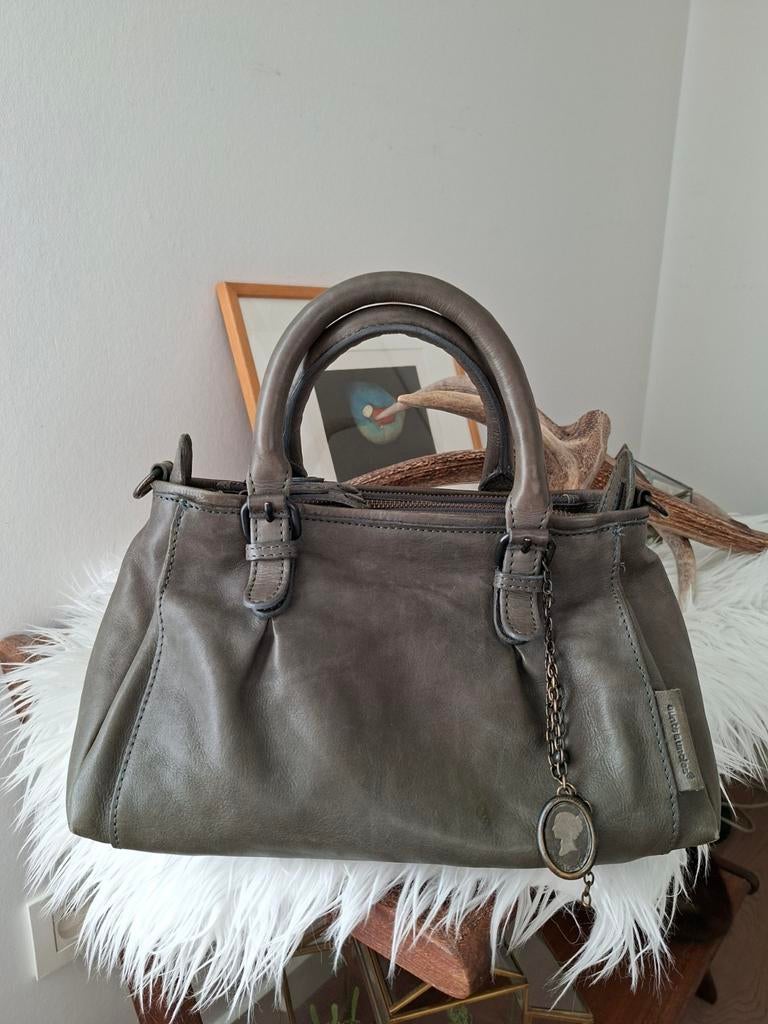 Lederen handtas Aunts&uncles Mrs. Choco Sprinkle olijfgroen, Enlèvement ou Envoi, Comme neuf, Vert, Sac à main