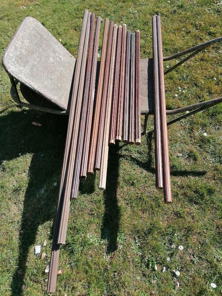 Retro houten gordijnroedes, Enlèvement, Utilisé, Brun