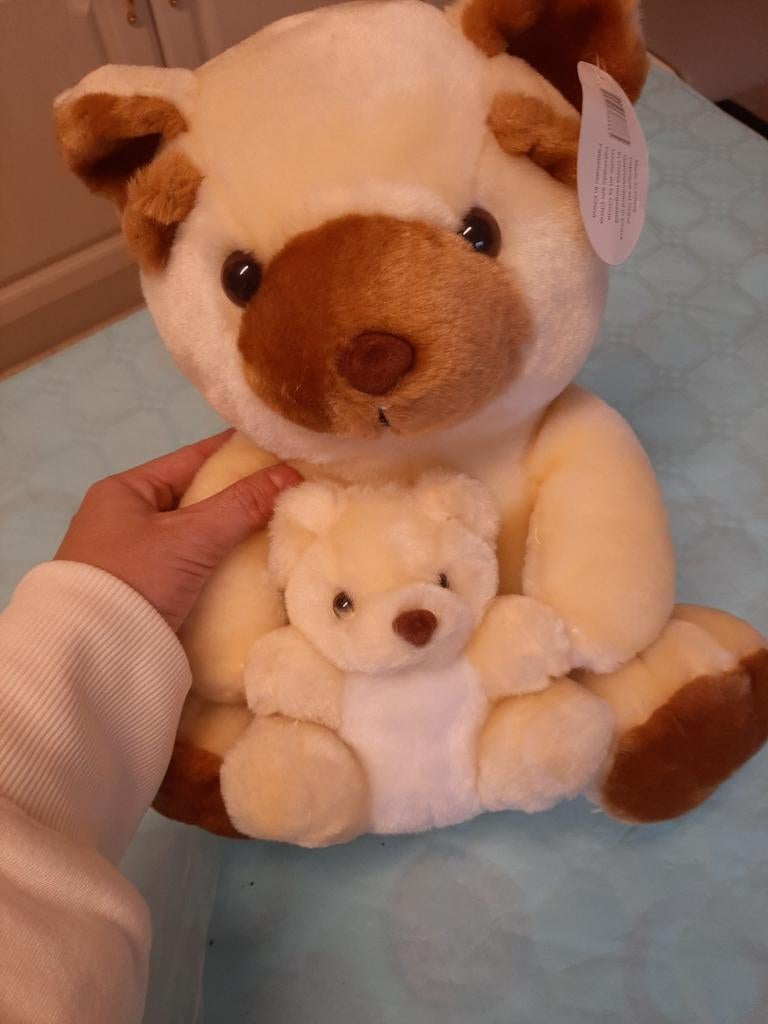 Grand ours en peluche avec petit ours — neuf avec étiquette, Collections, Ours & Peluches, Comme neuf, Enlèvement ou Envoi