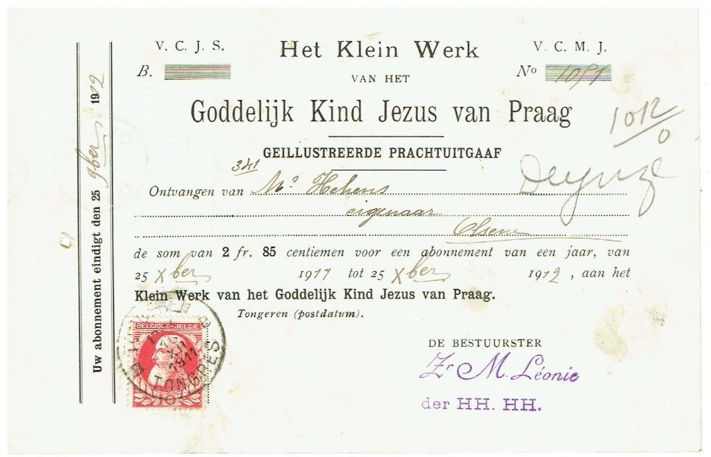 Zegel België OBP 74 op document (Post-0059), Ophalen of Verzenden, Overige typen
