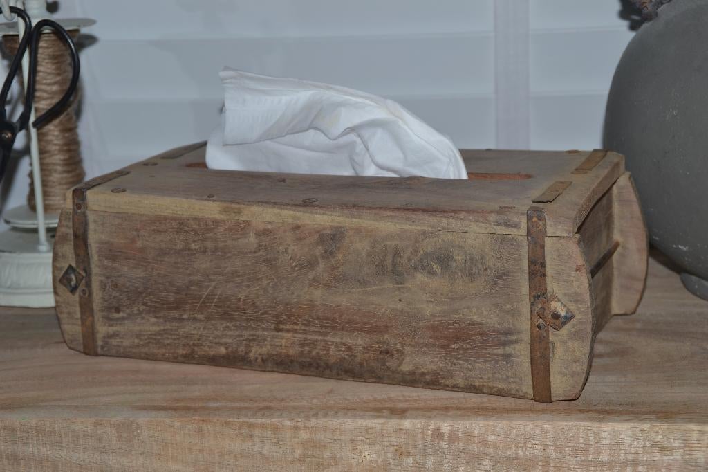 Tissue Box Oude Baksteen Mal - Vintage - LANDELIJK, Ophalen of Verzenden, Zo goed als nieuw, Rechthoekig, Hout