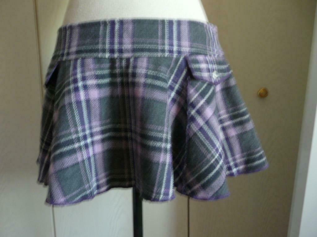 Mini Jupe à carreaux mauve et gris, Taille 38/40 (M), Gris, Enlèvement ou Envoi, Au-dessus du genou