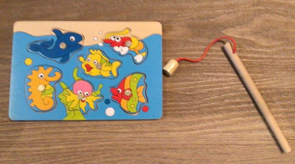 Puzzle en bois pêche avec canne à pêche aimantée, Enlèvement ou Envoi, Comme neuf, 6 mois à 2 ans, Moins de 10 pièces