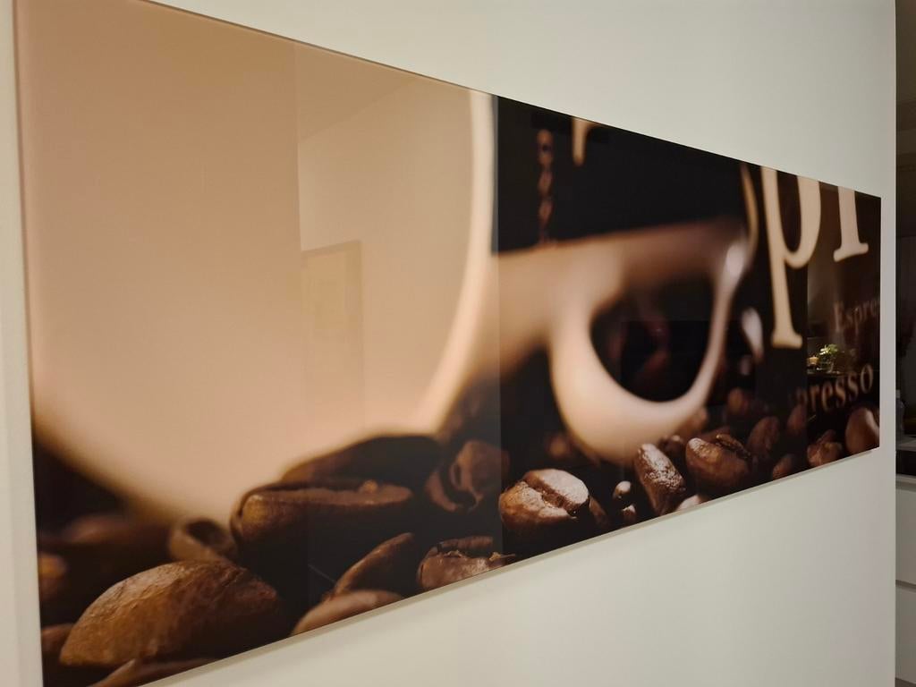 Espresso foto op glas.Spatwand of decoratief(online=te koop), Enlèvement, Comme neuf